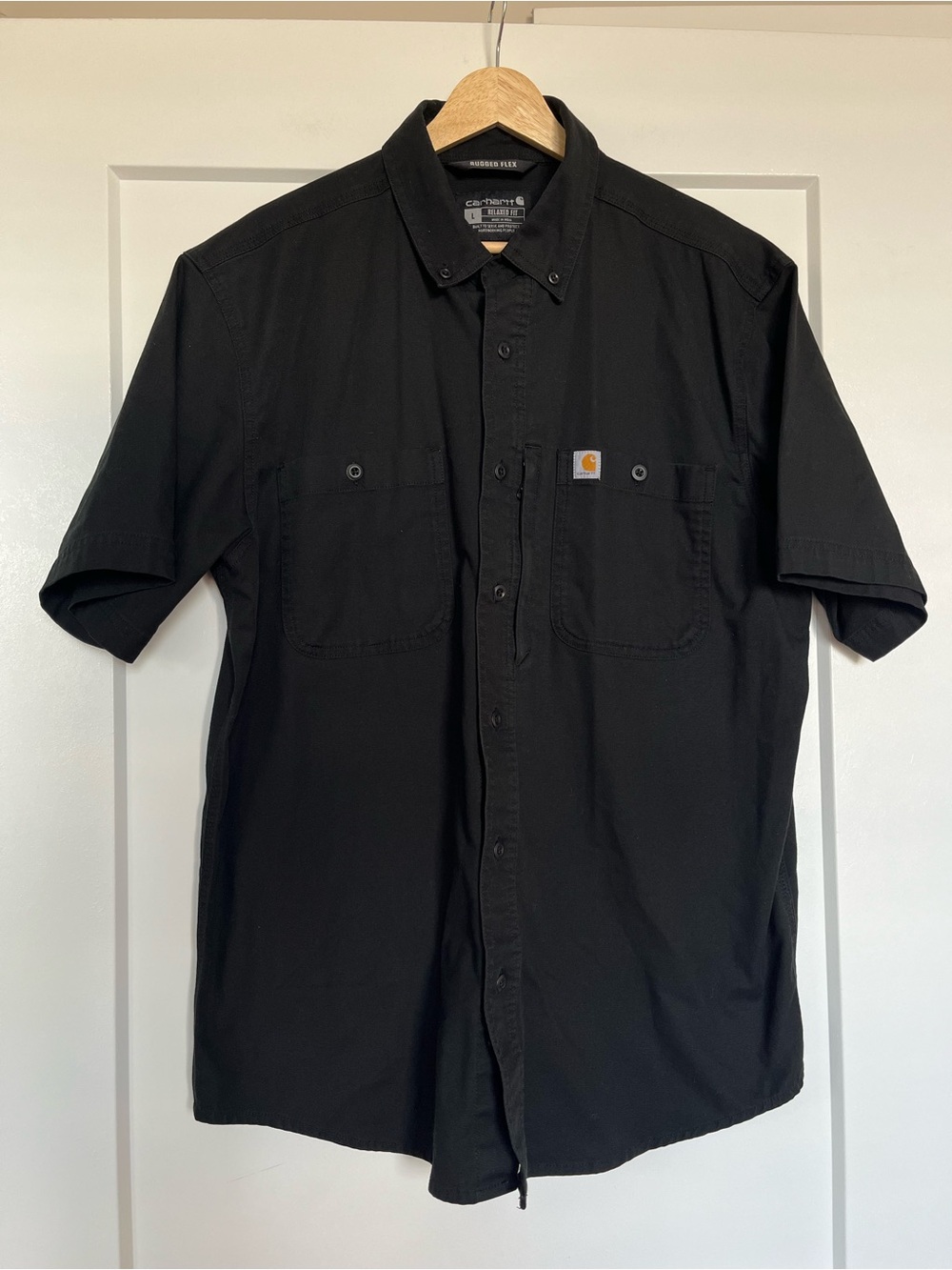 Carhartt Rugged Flex Shirt Mens Large Black Relaxed Fit Workwear Button Up